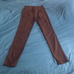 Brown Skinny Stretch Pants Size One